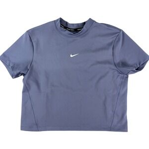 Nike Pro Shirt Girls XL Blue Steel Slim Fit Training Sweat Wicking Dri Fit Shirt